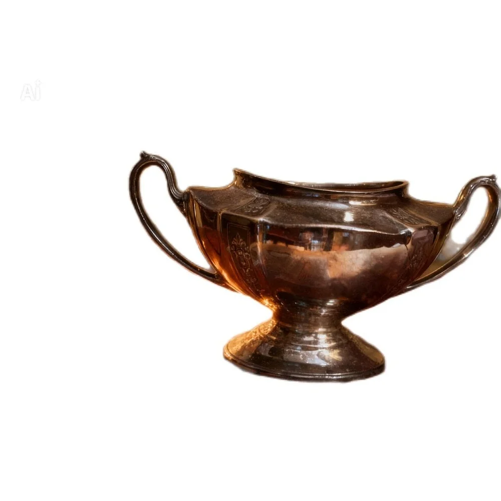 Vintage 1847 Rogers Bros Silver Played Footed Sugar Bowl W/Lid [V]